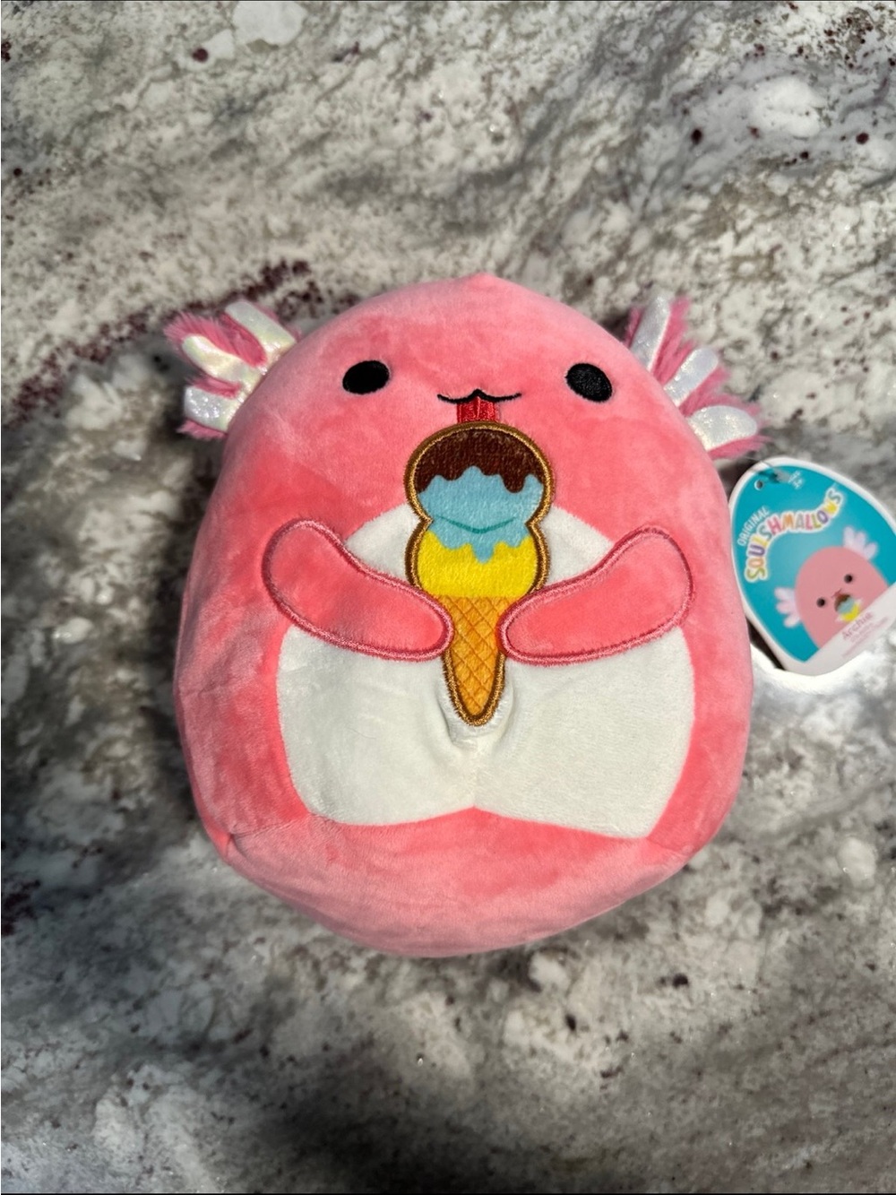 Squishmallows Pink Archie Axolotl Ice Cream Plush Toy
